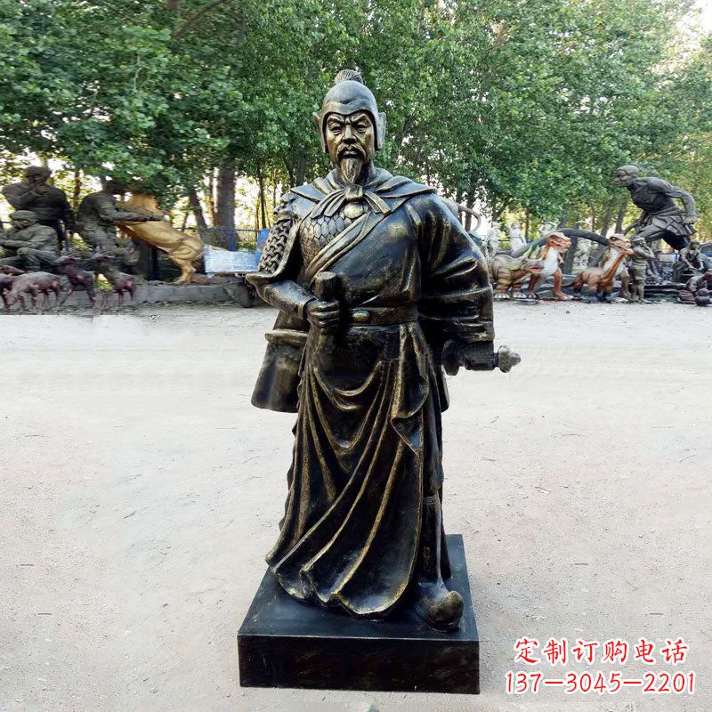 河南初唐名将历史著名人物李靖玻璃钢仿铜雕塑像