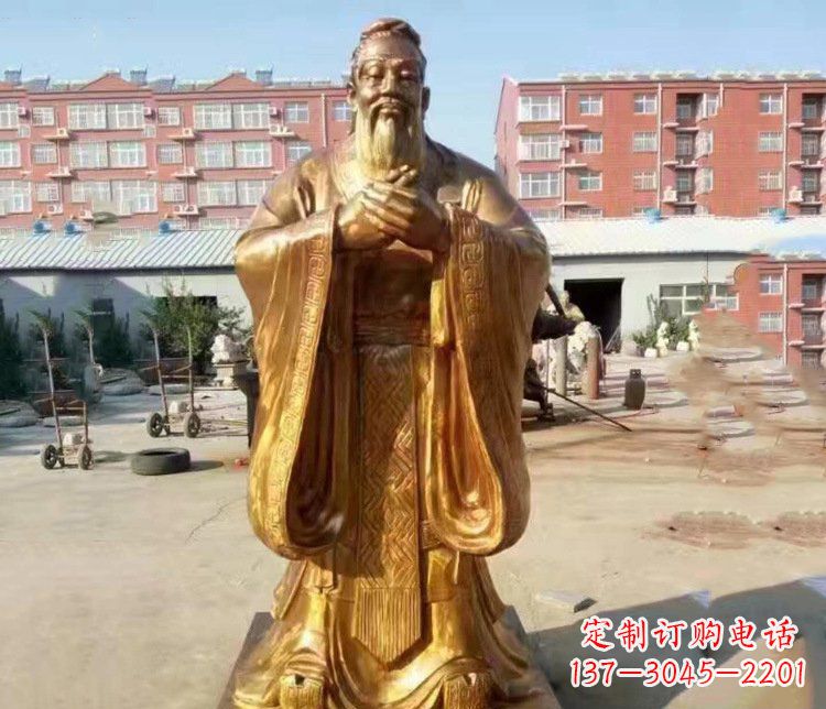河南纯铜校园古代孔子人物铜雕塑