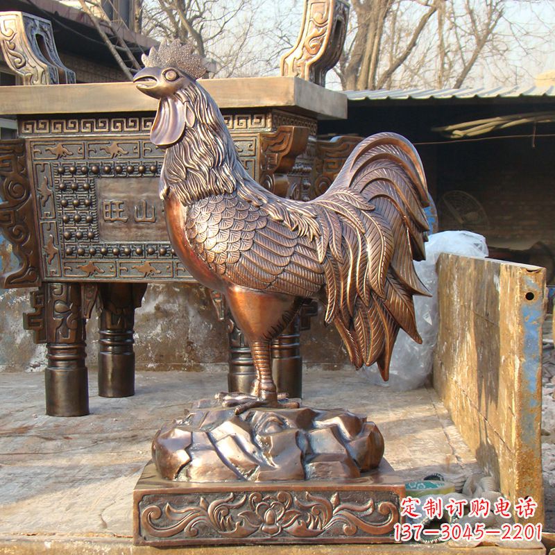 河南精美纯铜生肖鸡雕塑
