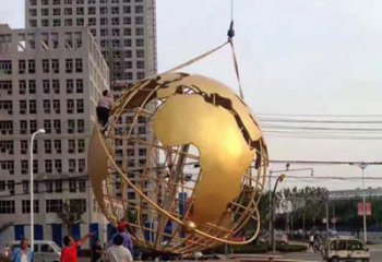 河南城市之美不锈钢镂空地球仪雕塑