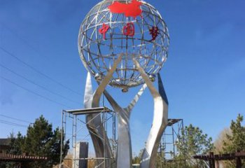 河南城市之星——不锈钢地球仪雕塑