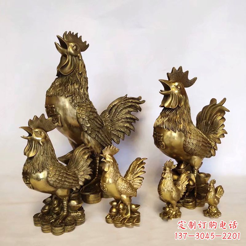 河南鸡雕塑纯铜打造的精美艺术品