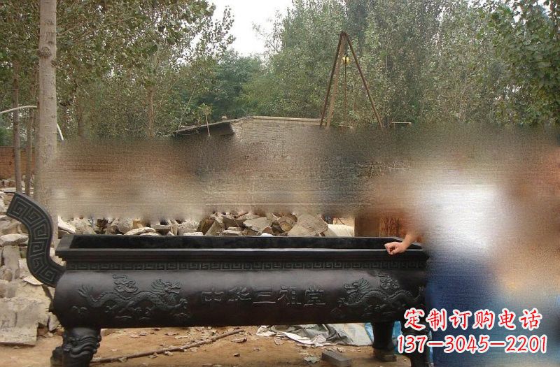 河南祠堂方形香炉铜雕