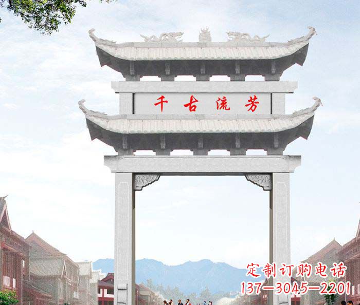 河南石雕牌坊一座传承传统的精美雕塑