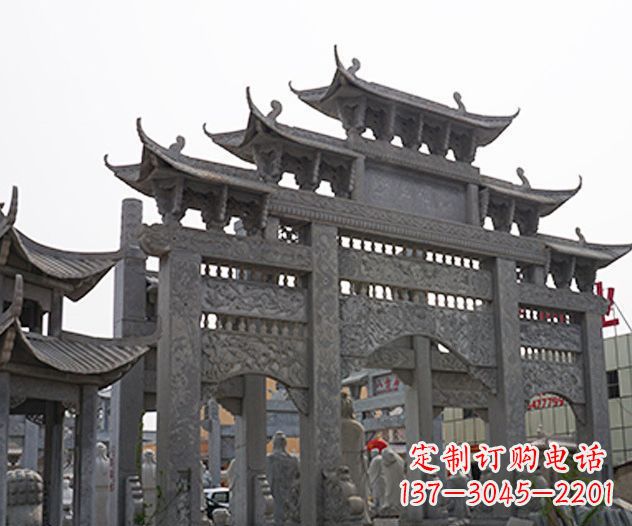 河南村庄大型牌坊石雕