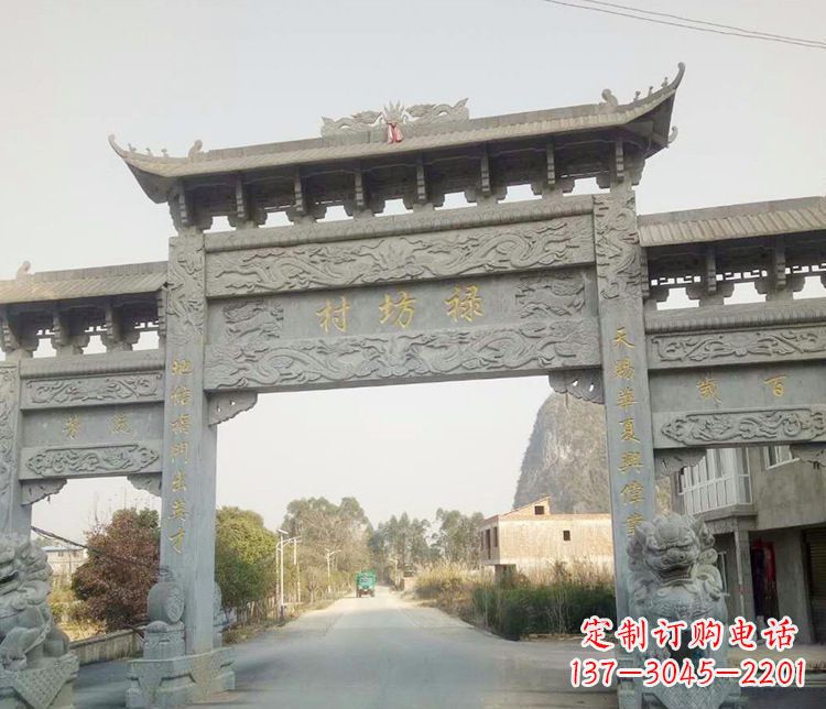河南村庄石牌坊石雕