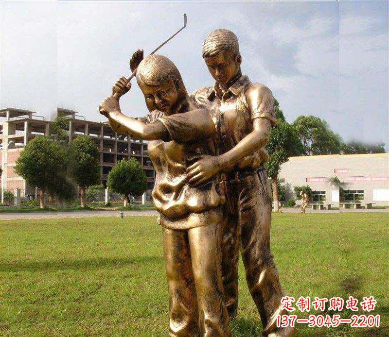 河南打保龄球人物铜雕