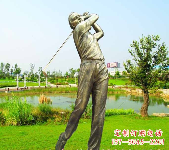 河南打高尔夫球人物铜雕222