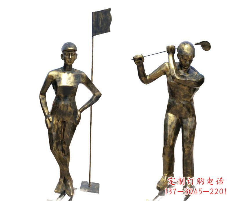 河南打高尔夫人物广场景观铜雕摆件