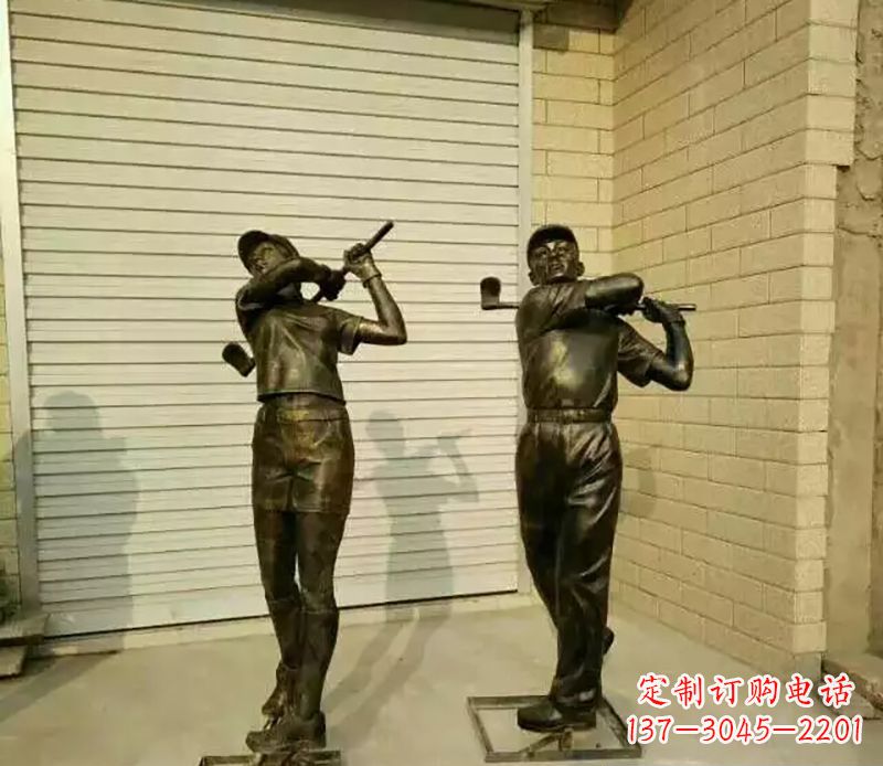 河南打高尔夫人物园景观铜雕