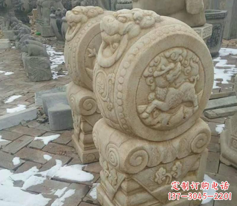 河南大理石抱鼓公园门墩雕塑——精美雕刻展现灵动之美