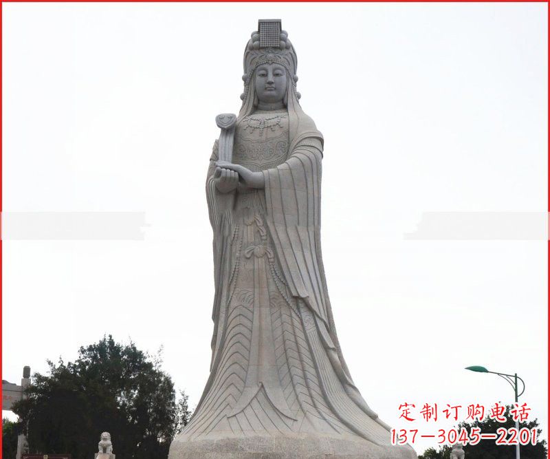 河南大理石大型妈祖神像雕塑