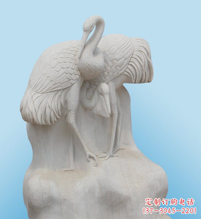 河南大理石丹顶鹤石雕