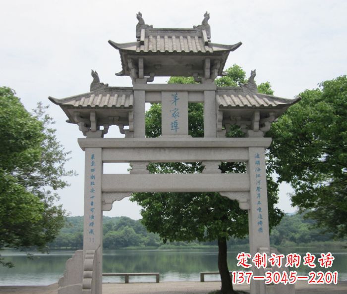 河南大理石单门牌楼雕塑精美的艺术瑰宝