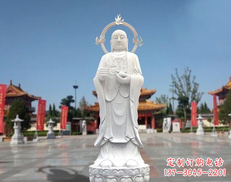 河南大理石地藏菩萨雕塑象征佛法的传承