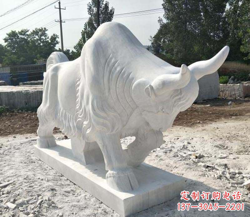 河南大理石动物奔牛雕塑