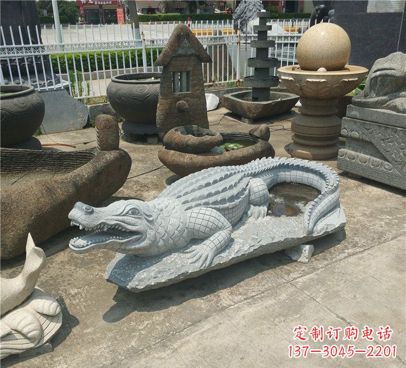 河南动物雕塑大理石鳄鱼