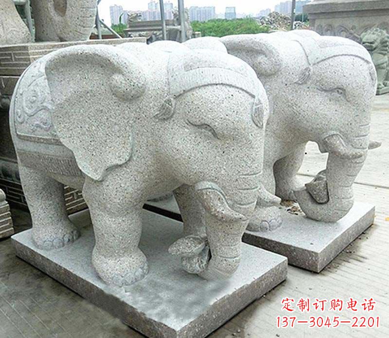 河南大理石制作的精美招财大象雕塑
