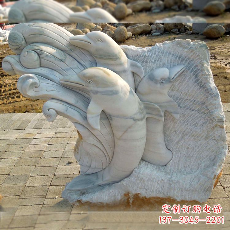 河南海豚雕塑以大理石精美绝伦