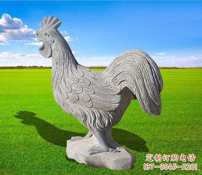 河南大理石公鸡公园动物石雕