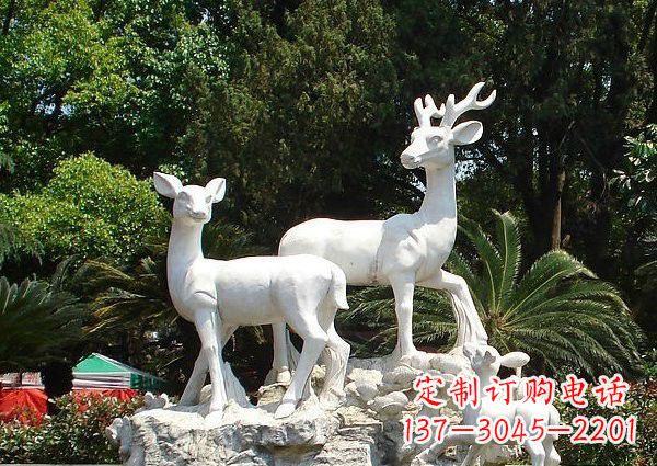 河南雕塑艺术——大理石公园小鹿石雕
