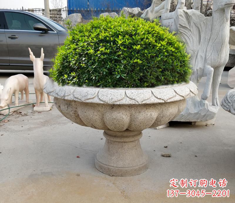 河南优雅大理石花盆雕塑