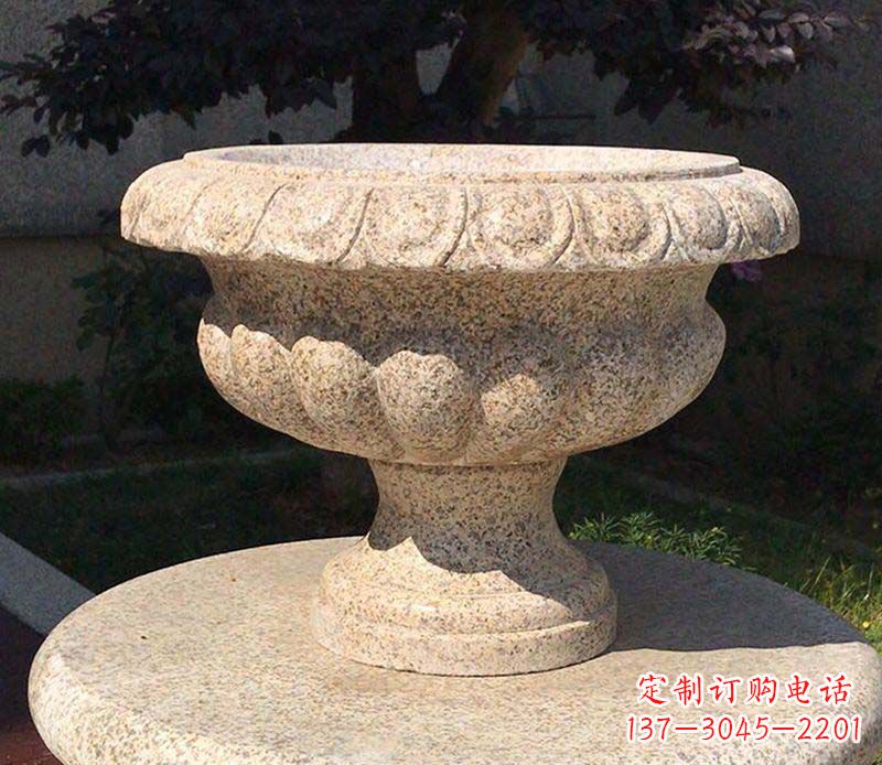 河南大理石花钵公园花盆石雕
