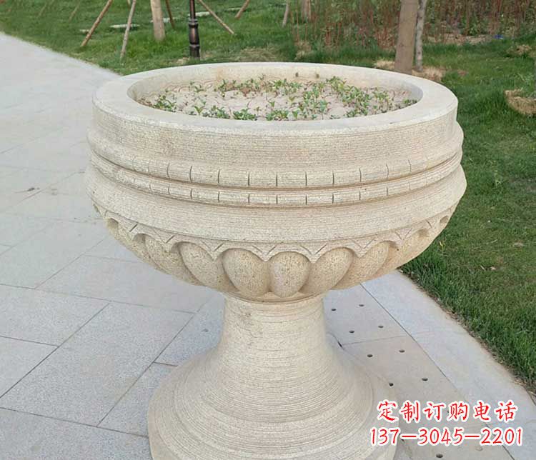 河南大理石花盆石雕