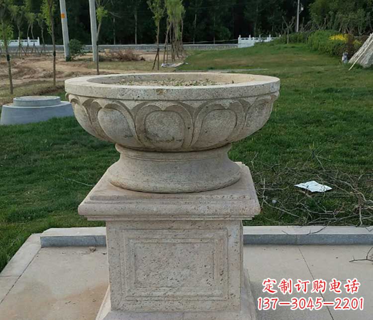 河南大理石花盆石雕