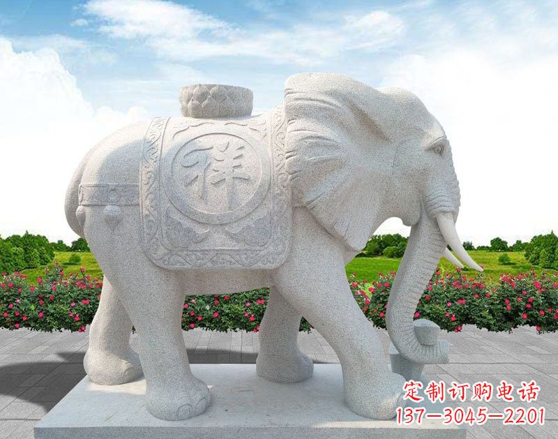 河南精美大理石大象雕塑