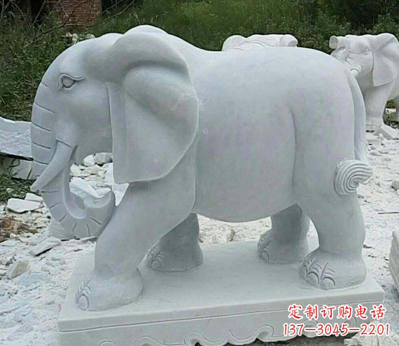 河南精雕细琢的大理石大象雕塑