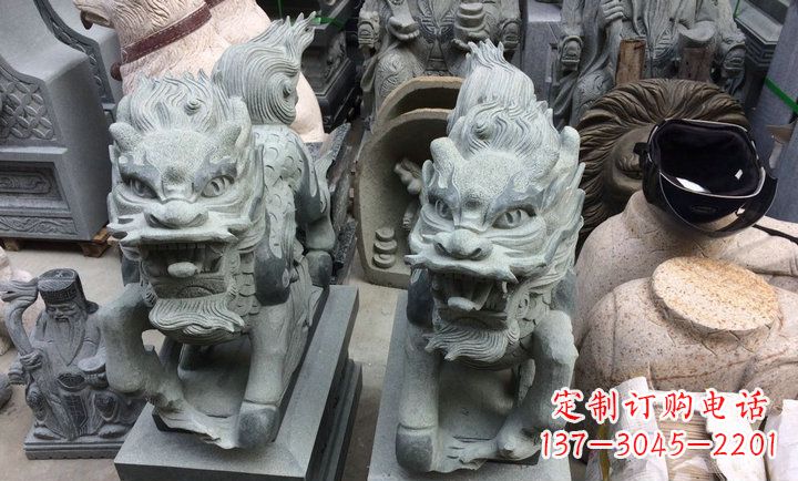河南大理石立式麒麟门口镇宅石雕
