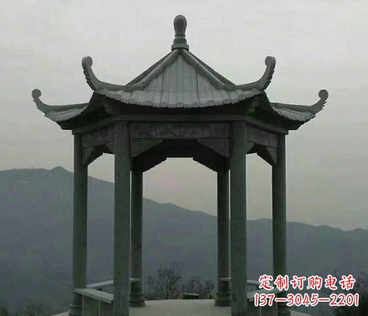 河南考究工艺,奢华大理石六角凉亭雕塑