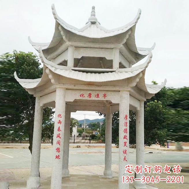 河南大理石凉亭双层雕塑