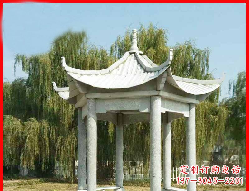 河南大理石六角凉亭公园石雕 (3)