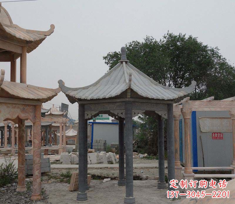 河南大理石六角凉亭公园石雕 (2)