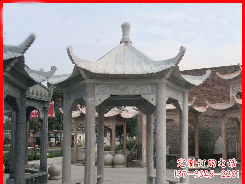 河南大理石六角凉亭公园石雕
