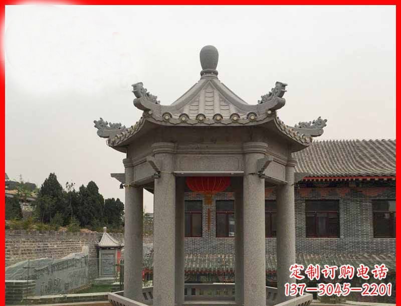 河南大理石六角凉亭公园石雕 (4)