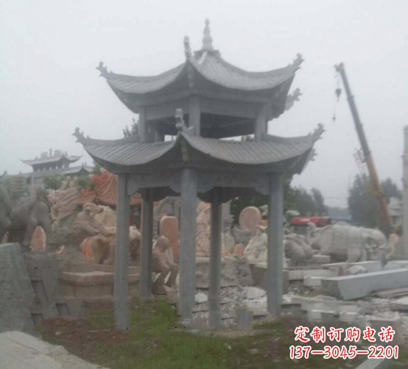 河南大理石六角凉亭石雕