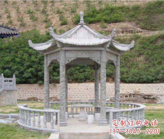 河南大理石六角石雕凉亭 (2)