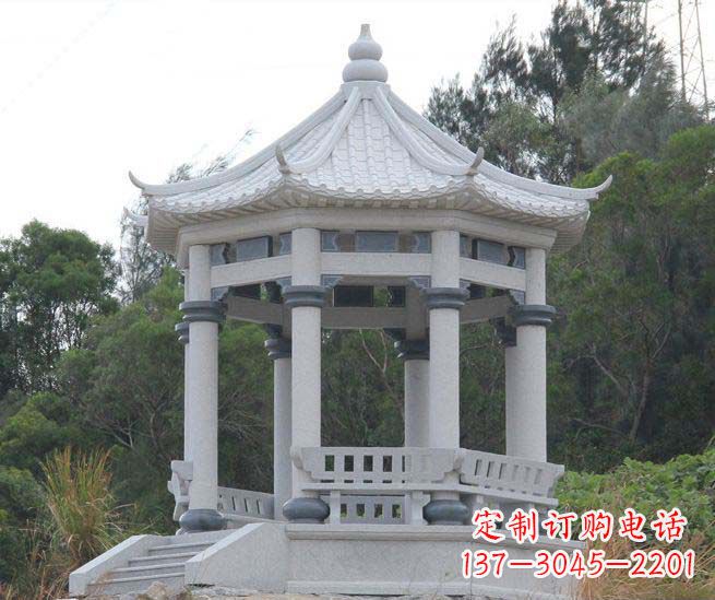 河南大理石六角石雕凉亭