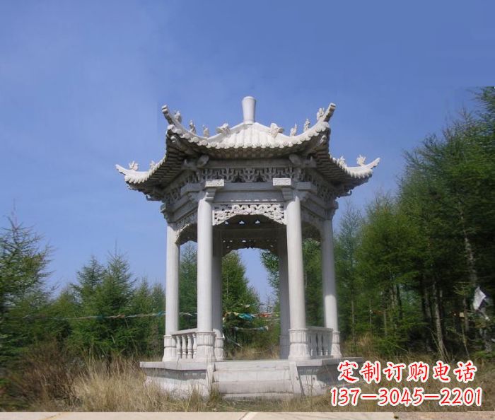 河南大理石六角石雕凉亭 (3)