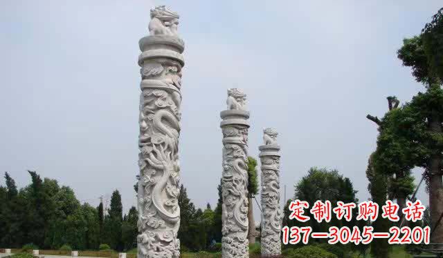 河南大理石龙柱雕塑1