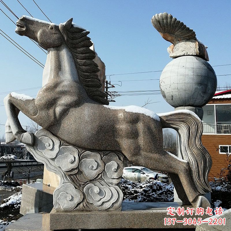 河南大理石马踏祥云雕塑