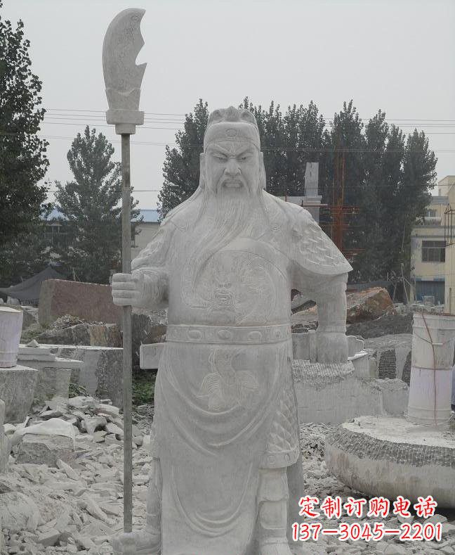 河南大理石拿刀关公雕塑
