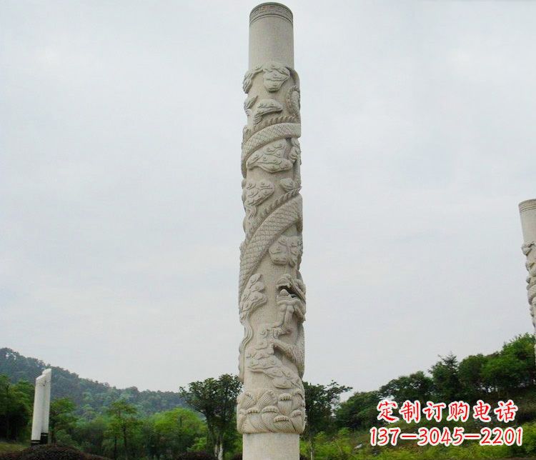河南大理石盘龙柱雕塑
