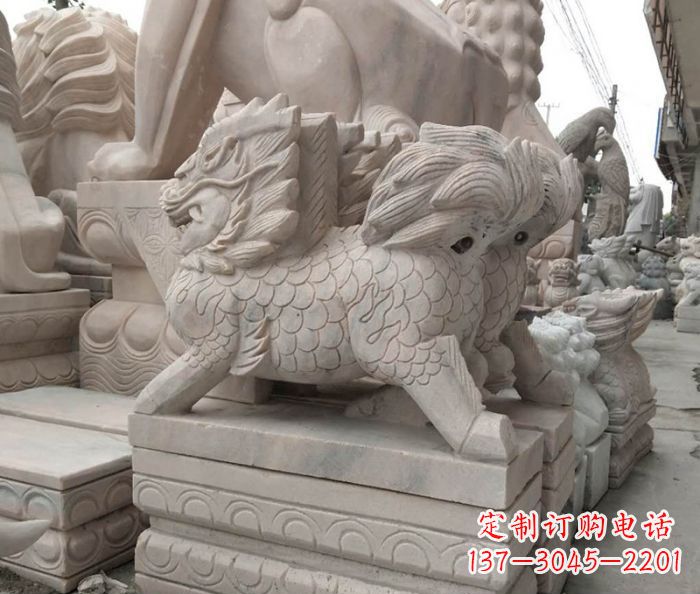 河南大理石麒麟古代神兽石雕