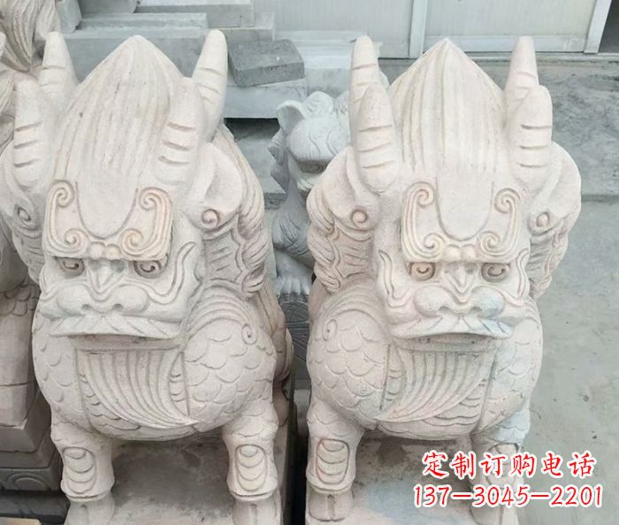 河南品质卓越的大理石麒麟古兽雕塑