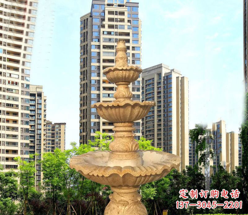 河南大理石三层喷泉公园石雕 (2)