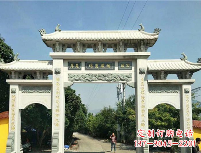 河南大理石三门石牌坊